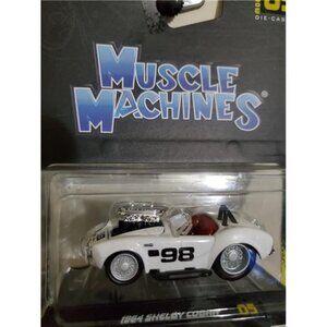 MUSCLE MACHINES #05 - 1964 SHELBY COBRA  1/64 WHITE MAISTO Rare Collection